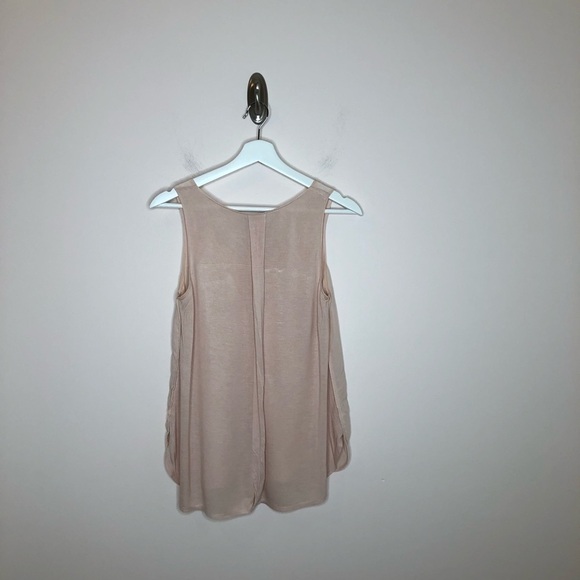 Vince Silk Shirt Tail Mixed Media Tank Top Ballet Pink XS - Picture 5 of 6